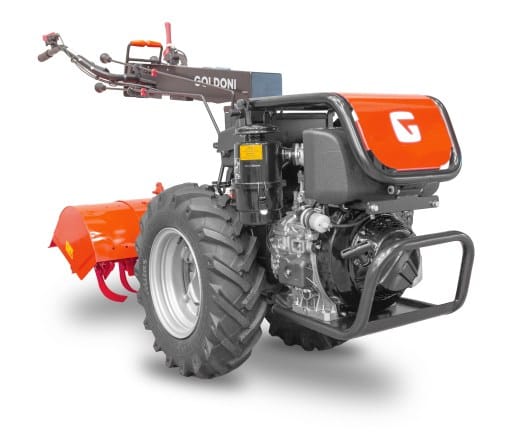 Goldoni M14 diesel two-wheel tractor with rotary tiller